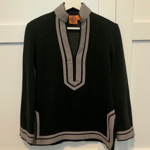 Tory Burch Classic Cotton Black And Grey Tunic Top XS - Picture 4 of 6